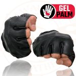 Milwaukee Leather SH355 Men’s Motorcycle Black Leather Fingerless Gloves with Gel Palm - Image 7