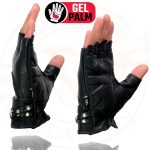 Milwaukee Leather SH461 Women’s Black Leather Gel Palm Fingerless Motorcycle Hand Gloves - Image 7