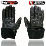 Milwaukee Leather SH717 Men’s Black Leather Gauntlet Racing Motorcycle Hand Gloves W/ Hard Knuckle Protection Extra Grip Reinforced Palm - Image 8