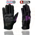 Milwaukee Leather SH802 Women’s Black and Purple Leather with Mesh Combo Racing Gloves - Image 7