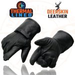 Milwaukee Leather SH864TH Men’s Thermal Lined USA Deerskin Black Leather Gauntlet Motorcycle Winter Gloves - Image 7