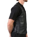 Hot Leathers VSM1008 Men’s Black ‘Buffalo Nickel Snap’ Leather Vest - Image 8