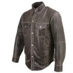 Milwaukee Leather MLM1612 Men’s Distressed Grey Casual Biker Rider Leather Shirt w/ Vintage 5 Cent Buffalo Buttons - Image 10