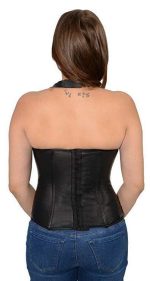Milwaukee Leather MLL4580 Women’s Black Lambskin Leather Zipper and Lace Halter Top - Image 2