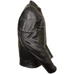 Milwaukee Leather SH1785 Men’s Black Leather Scooter Style Motorcycle Jacket w/ Side Stretch and Reflective Piping - Image 3