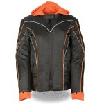 NexGen SH1960 Women’s Black Hooded Textile Jacket with Reflective Piping
