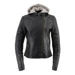 Milwaukee Leather LKL2737 Women’s Black Premium Leather Motorcycle Biker Racer Style Scuba Jacket w/ Hoodie - Image 11