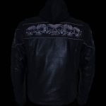Milwaukee Leather Men’s Futile CE Armored Leather Motorcycle Jacket w/ Hoodie Liner, Reflective Skull – LKM17016 - Image 7