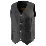 Milwaukee Leather LKM3700 Men’s Classic Black Leather Motorcycle Rider Vest w/ Buffalo Nickel Snaps Closure - Image 7