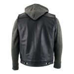 Milwaukee Leather LKM3785 Men’s 2 in 1 Classic Black Premium Leather Motorcycle Hoodie Jacket w/ Convertible Vest - Image 11