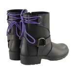 Milwaukee Leather MBL9317 Women’s Black Leather Harness Zip-Up Motorcycle Rider Boots w/ Purple Back Laces - Image 9