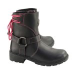 Milwaukee Leather MBL9318 Women’s Black Leather Harness Zip-Up Motorcycle Rider Boots w/ Pink Back Laces - Image 9