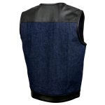 Milwaukee Leather MDM3004 Men’s Brute Dual Closure Blue Denim and Black Leather Club Style Vest - Image 8