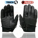 Milwaukee Leather MG7770 Women’s Black Leather ‘I – Touchscreen Compatible’ Laced Wrist Motorcycle Hand Gloves W/ Gel Palm - Image 9