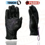 Milwaukee Leather MG7771 Women’s Black/ Purple ‘I – Touchscreen Compatible’ Laced Wrist Motorcycle Hand Gloves W/ Gel Palm - Image 8