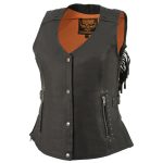 Milwaukee Leather MLL4565 Women’s Black Fringed Leather Rivet Detail Side Buckle and Zipper Motorcycle Rider Vest - Image 11