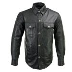 Milwaukee Leather MLM1611 Men’s Premium Black Leather Casual Biker Rider Shirt w/ Vintage 5 Cent Buffalo Buttons - Image 10