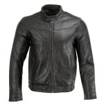 Milwaukee Leather Men’s Black Cafe Racer Leather Jacket with Snap Button Collar SFM1835 - Image 8
