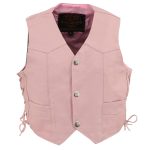 Milwaukee Leather SH2011LPNK Girls Pink Classic Three Snap Leather Vest - Image 7
