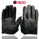 Milwaukee Leather SH820 Men’s Black Leather ‘White Flame’ Cruising Hand Gloves W/ Gel Palm - Image 8