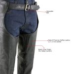 Milwaukee Leather LKM5722 Men’s Black Premium Leather Dual Comfort Motorcycle Biker Rider Chaps - Image 4