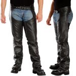 Milwaukee Leather LKM5722 Men’s Black Premium Leather Dual Comfort Motorcycle Biker Rider Chaps - Image 9