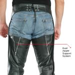 Milwaukee Leather LKM5722 Men’s Black Premium Leather Dual Comfort Motorcycle Biker Rider Chaps - Image 7