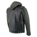 Milwaukee Leather LKM3785 Men’s 2 in 1 Classic Black Premium Leather Motorcycle Hoodie Jacket w/ Convertible Vest - Image 10