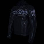 Milwaukee Leather Men’s Futile CE Armored Leather Motorcycle Jacket w/ Hoodie Liner, Reflective Skull – LKM17016 - Image 8