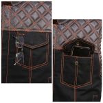 Milwaukee Leather MDM3037 Men’s Wrecker Club Vest – Black Denim & Leather, Diamond Quilt, Orange Stitch - Image 7