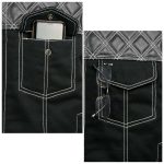Milwaukee Leather MDM3035 Men’s Wrecker Club Vest – Black Denim & Leather, Diamond Quilt, White Stitch - Image 8