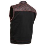 Milwaukee Leather MDM3036 Men’s Wrecker Club Vest – Black Denim & Leather, Diamond Quilt, Red Stitch - Image 11