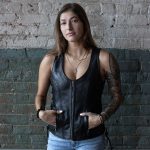 Milwaukee Leather Women’s Black Leather V-Neck Motorcycle Rider Vest with Side Lace MLL4531 - Image 11