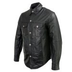 Milwaukee Leather MLM1611 Men’s Premium Black Leather Casual Biker Rider Shirt w/ Vintage 5 Cent Buffalo Buttons - Image 9