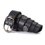 Milwaukee Leather MP7111 Men’s Black Premium Leather 1.5 Inch Wide Belt with 12 Gauge Shell Emblems