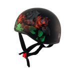 ZOX ST-225A ‘Retro Old School’ Roses Matte Grey Motorcycle Half Helmet - Image 9