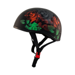 ZOX ST-225A ‘Retro Old School’ Roses Matte Grey Motorcycle Half Helmet - Image 7