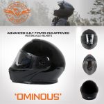 Milwaukee Helmets MPH9813DOT Gloss Black Menace DOT Approved Motorcycle Modular Helmet w/ Drop Down Visor - Image 7