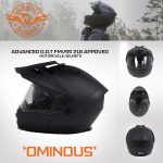 Milwaukee Helmets MPH9820DOT Flat Black Ominous Dual Sport Advanced Motorcycle Modular Helmet Biker - Image 7
