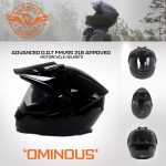 Milwaukee Helmets Gloss Black Ominous Dual Sport Advanced Motorcycle Modular Helmet DOT Approved MPH9821DOT - Image 7