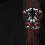 Hot Leathers GMD1343 ‘Jumbo Lone Wolf, No Club’ Black Men’s Black T-Shirt - Image 5