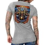Hot Leathers SPL1824 Women’s Heather Gray 2023 Sturgis # 1 American Lady Double Sided T-Shirt - Image 5