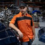 Milwaukee Leather MDM11670 Men’s Orange-Black Mechanic Work Shirt w/ Reflective Strip – Heavy-Duty Button-Up - Image 2