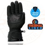 Milwaukee Leather Men’s Black Gauntlet Motorcycle Gloves-Black Soft Leather Waterproof Cinch Wrist Closure-SH293 - Image 2