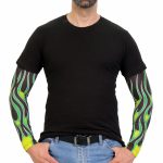 Hot Leathers ARM1006 Flames Green Arm Sleeve - Image 2