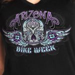 Hot Leathers AZL1406 Women’s 2023 Arizona Bike Week Sugar Skull T-Shirt - Image 4