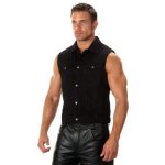 Milwaukee Leather Men’s Outrider Black Denim Motorcycle Rider Vest with Shirt Collar – MDM3081 - Image 11