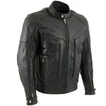Milwaukee Leather LKM1700 Men’s Premium Black Buffalo Leather Cruiser Motorcycle Jacket with CE Armort Protection