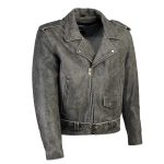 Milwaukee Leather LKM17001 Men’s Classic Distressed Gray Motorcycle Leather Riders Jacket