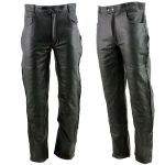 Milwaukee Leather LKM5726 Men’s Black Premium Leather Motorcycle Over Pants with Side Zipper and Snaps - Image 5